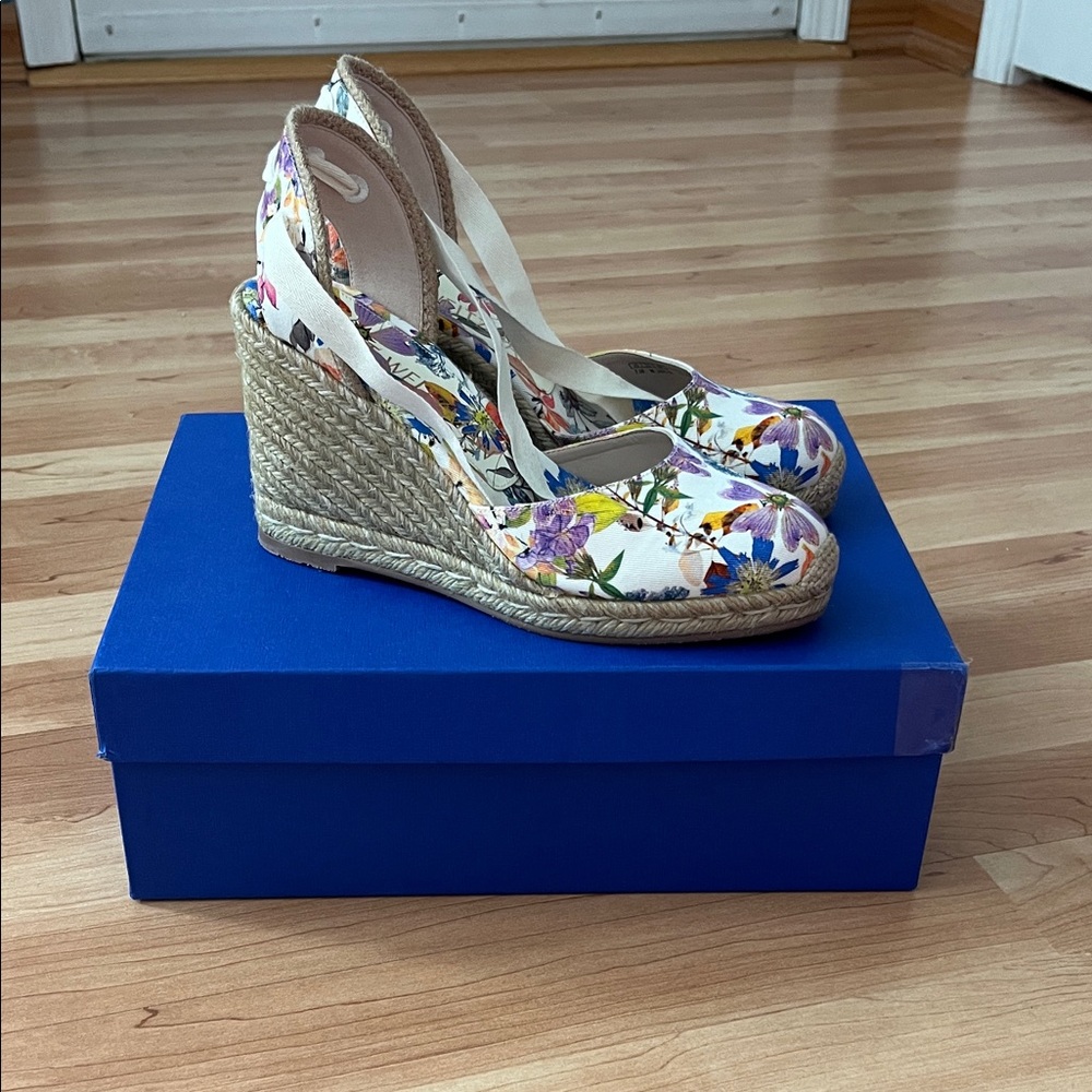 Stuart Weitzman Floral Wedge Espadrilles